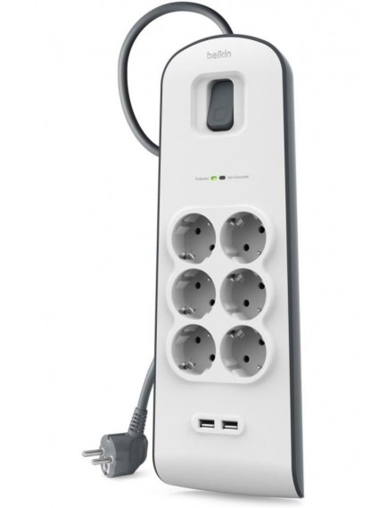 Belkin BSV604 2 Metre 6`lı Usb-A Akım Korumalı Priz Beyaz