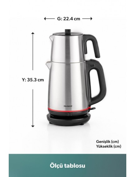 HOMEND Royaltea 1711h Inox Çay Makinesi Siyah