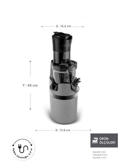 Karaca Slow Juicer Yavaş Sıkım Katı Meyve Sıkacağı