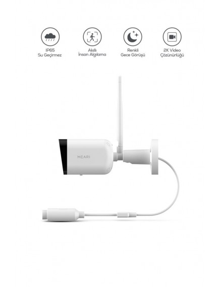 Meari L1 Plus Dış Mekan Ethernet, Wi-Fi Akıllı Güvenlik Kamerası | 2k, 3mp Gece Görüşü, Çift Yönlü Ses, Sd Kart Destekli