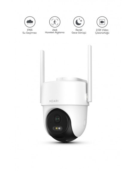 Meari S2 Plus Dış Mekan Kablosuz Wi-Fi Ptz Akıllı Güvenlik Kamerası | 2,5k, 4mp, Gece Görüşü, Çift Yönlü Ses, Sd Kart Destekli