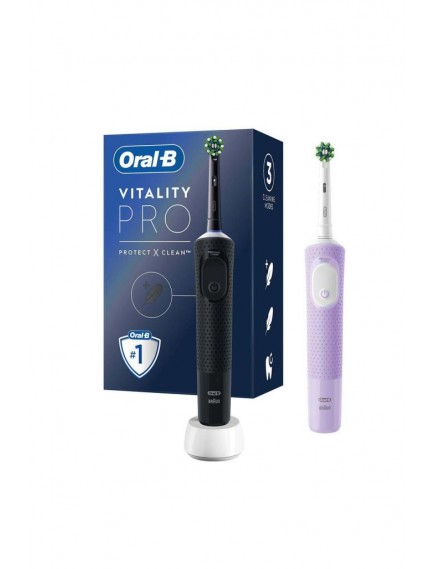 Oral-B D103 Vitality Pro Cross Action Şarjlı Diş Fırçası 2'li Avantaj Paketi - Siyah / Lila