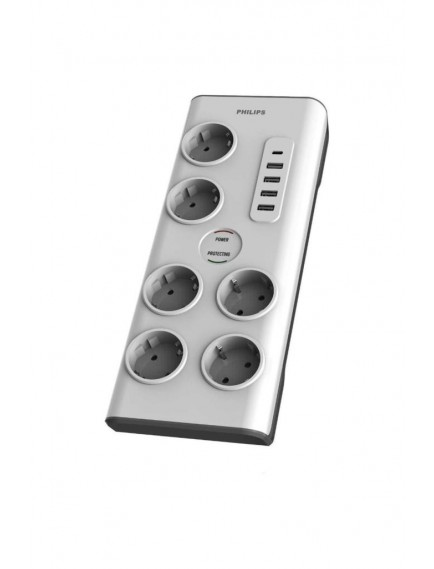 Philips SPN7060WA/62 6'lı Akım Korumalı & 5 USB Girişli Prız 900J 2 M 1 x Type C - 4 x Type A SPN7060WA/62