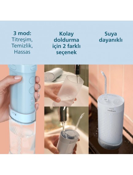 Philips Sonicare Kompakt Ağız Duşu, 3 Mod, 200ml Su Haznesi, 1 Yedek Başlık, Taşınabilir, HX3333/24