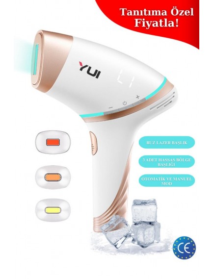 Yui IPLV15 Pro Vücut -Yüz- Bikini Başlıklı Ağrısız Otomatik ve Manuel Atım Buz Lazer Epilasyon Cihazı
